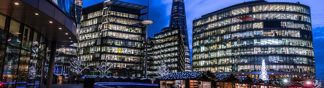 Central London lit up at night