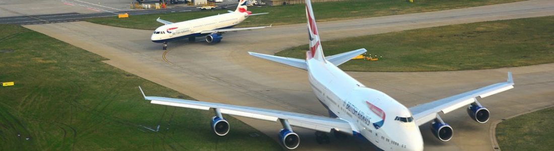 Planes parked up at Heathrow